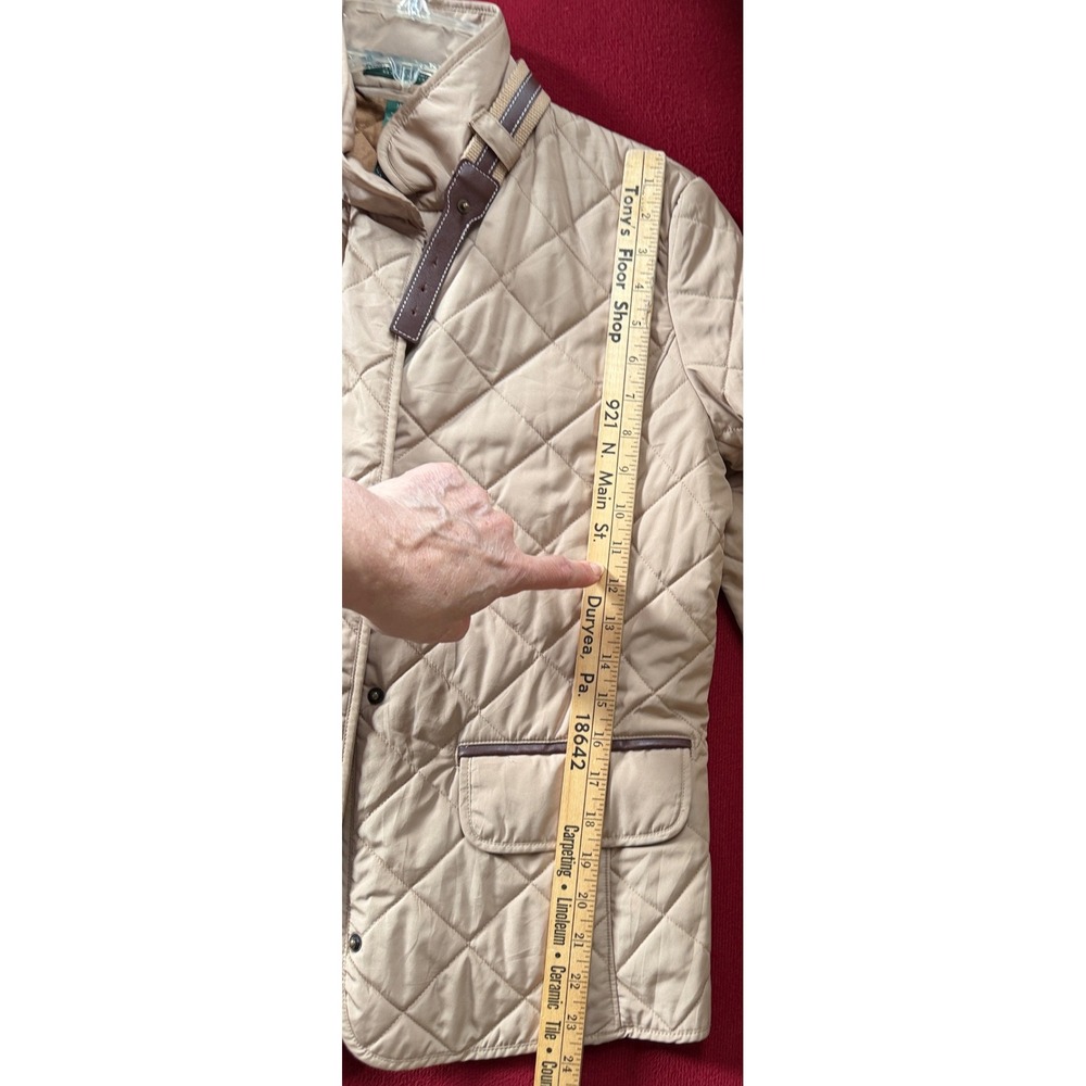 Lauren Ralph Lauren Quilted Barn Jacket Womens M Tan Equestrian Town & Country - Picture 5 of 10